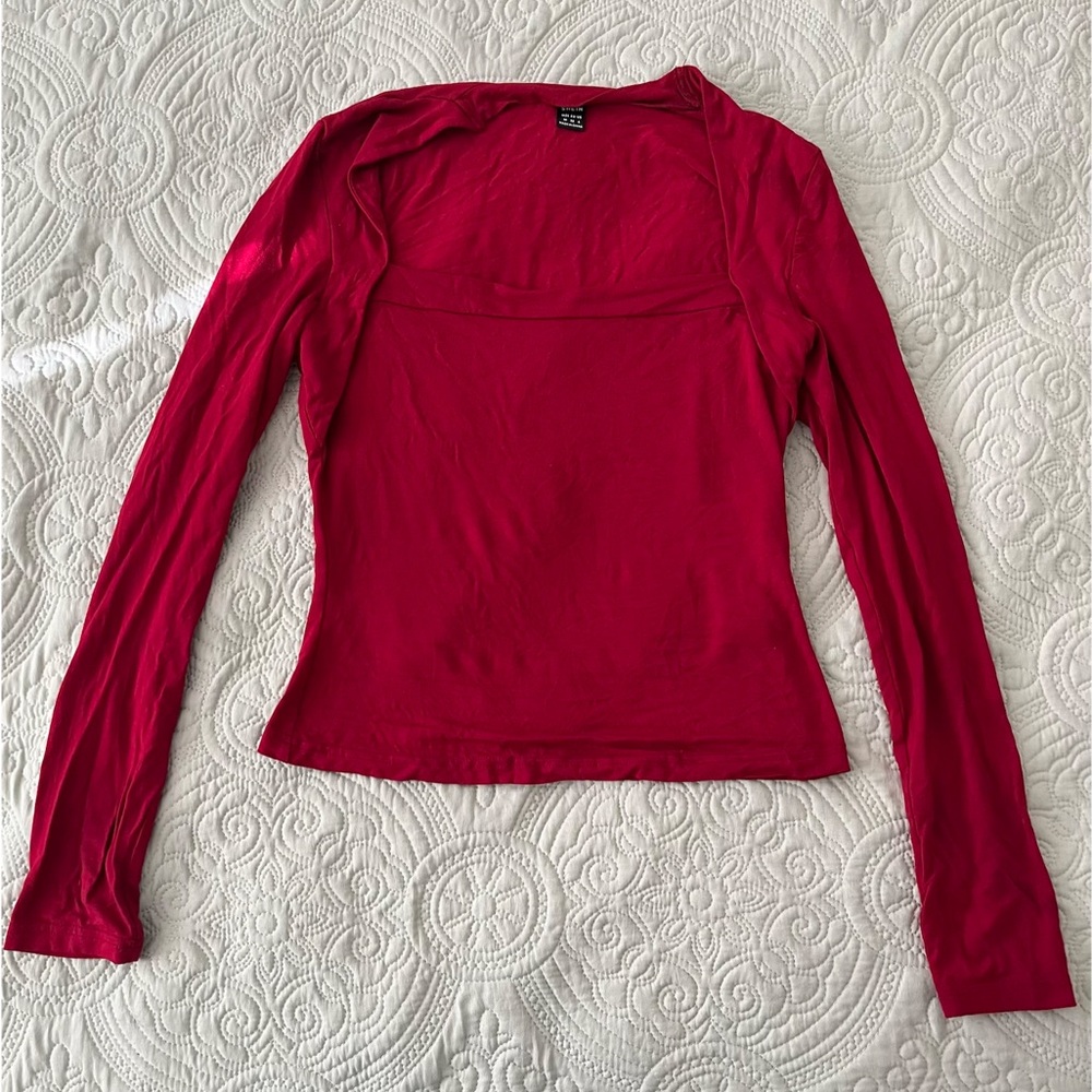 SHEIN Bold Red Long Sleeve Top